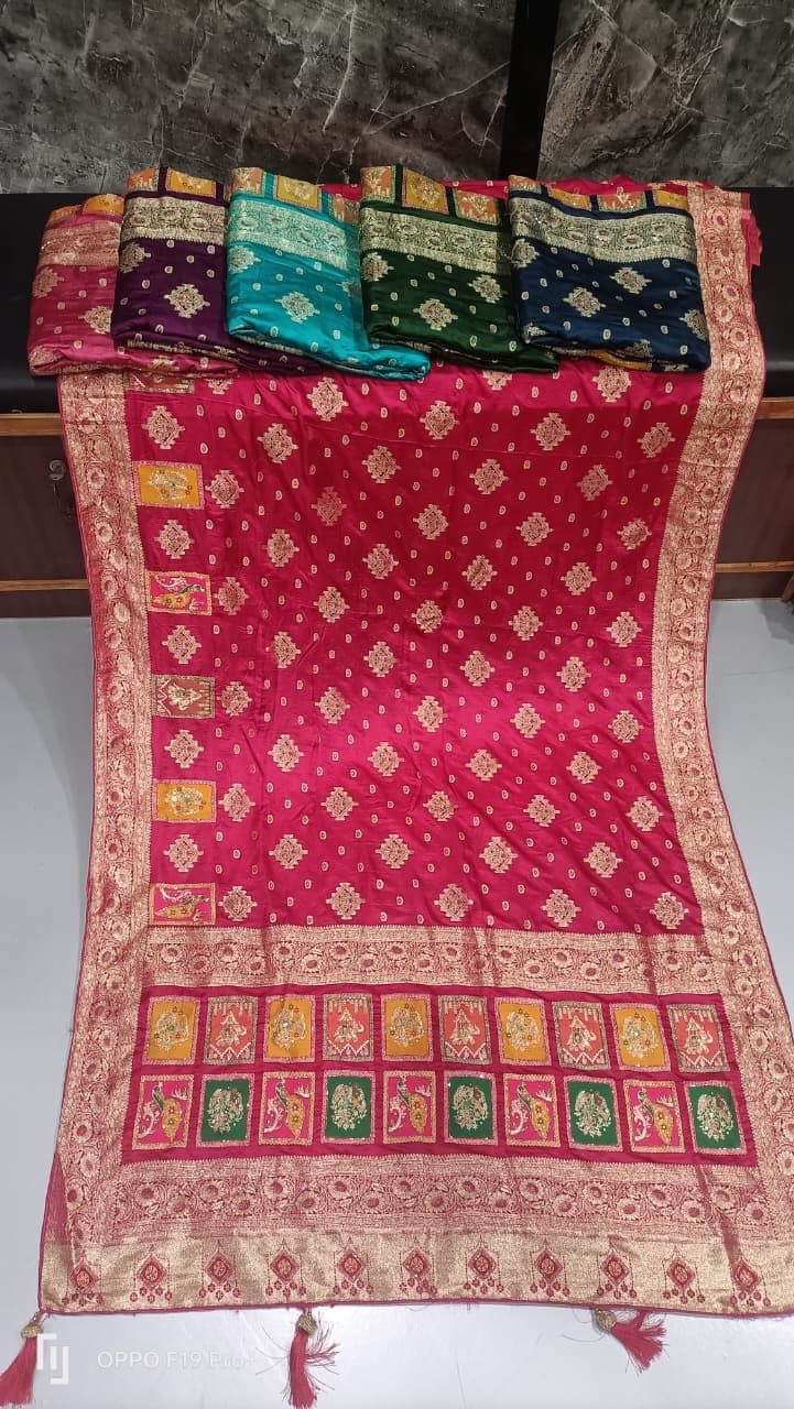 Panihaari Rani-Pink Meenakari Silk Saree